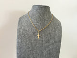 Gold Cross Necklace, Gold Cable Chain Necklace, Gold Chain with Small Cross, Gold Cross, Religious Jewelry for Men and Women