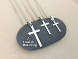 Stainless Steel Cross Necklace, Silver Cross Pendant on Stainless Steel Rolo Box Chain, Religious Jewelry for Men and Women