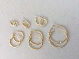 Hoop Earrings, Simple Plain Minimalist Gold Hoop Earring Set, Small Medium Large Polished Hoops, Hinged Hypoallergenic Surgical Steel Posts