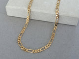 Gold Chain Necklace, 4mm Diamond Cut Figaro Chain, Long Chain Necklace, Minimalist Gold Chain, Necklace for Men and Women, All Lengths