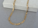 Gold Chain Necklace, 4mm Diamond Cut Figaro Chain, Long Chain Necklace, Minimalist Gold Chain, Necklace for Men and Women, All Lengths