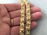 Men's Gold Bracelet, 8mm thick Gold Nugget Cuff Bracelet, Large Chunky Bracelet,  Cuban Link, Heavy Gold Chain, Father's Day Gift