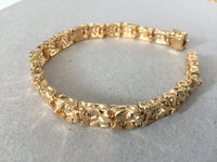 Men's Gold Bracelet, 8mm thick Gold Nugget Cuff Bracelet, Large Chunky Bracelet,  Cuban Link, Heavy Gold Chain, Father's Day Gift