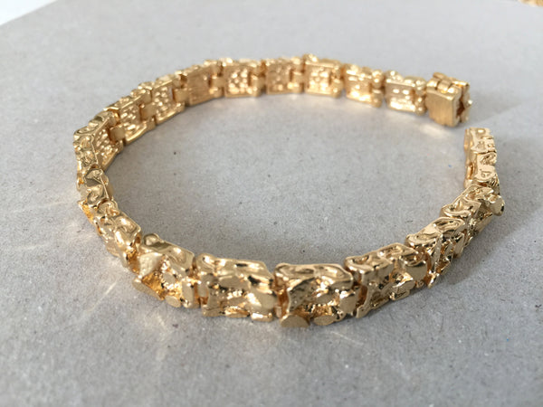 Women's Gold Bracelet, 5mm thick Gold Nugget Cuff Bracelet, Designer C –  MeltemiCollection