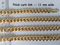 Men's Gold Bracelet, Thick Curb Link Gold Chain, Large Chunky Bracelet, 11mm Heavy Gold Chain for Men, Miami Cuban Link, Thick Gold Jewelry