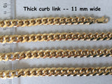Men's Gold Bracelet, Thick Curb Link Gold Chain, Large Chunky Bracelet, 11mm Heavy Gold Chain for Men, Miami Cuban Link, Thick Gold Jewelry