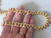 Men's Gold Bracelet, Thick Curb Link Gold Chain, Large Chunky Bracelet, 11mm Heavy Gold Chain for Men, Miami Cuban Link, Thick Gold Jewelry