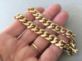 Men's Gold Bracelet, Thick Curb Link Gold Chain, Large Chunky Bracelet, 11mm Heavy Gold Chain for Men, Miami Cuban Link, Thick Gold Jewelry