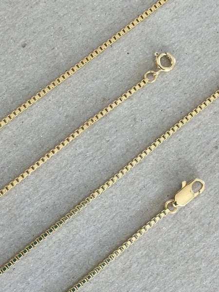 Gold Box Chain Necklace, Fine Gold Chain, 1.5mm Box Chain, Simple