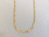 Gold Chain Necklace, 4mm Diamond Cut Figaro Chain, Long Chain Necklace, Minimalist Gold Chain, Necklace for Men and Women, All Lengths