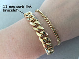 Men's Gold Bracelet, Thick Curb Link Gold Chain, Large Chunky Bracelet, 11mm Heavy Gold Chain for Men, Miami Cuban Link, Thick Gold Jewelry