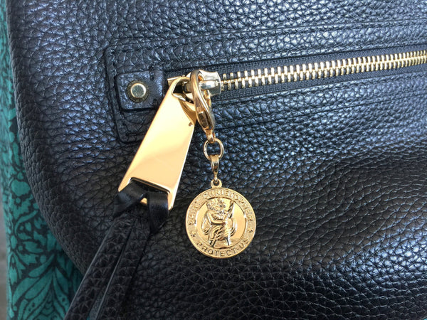 Saint Christopher Charm, Purse Charm, Zipper or Backpack Clip, Midori Travelers Charm, Travel Gift, St Christopher Patron Saint of Travelers