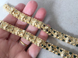 Men's Gold Bracelet, 12mm thick Gold Nugget Cuff Bracelet, Large Chunky Bracelet,  Cuban Link, Heavy Gold Chain for Men, Father's Day Gift