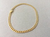 Gold Curb Chain Anklet, 3.8 mm Thick Flat Curb Link Ankle Bracelet, Adjustable Chain, Minimalist Jewelry, Gold Jewelry for Women and Men