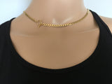 Gold Toggle Clasp Choker Necklace, 3.8 mm Thick Curb Link Chain, Chunky 14k Gold Filled O Ring Toggle Clasp, Lariat Y Boho Women's Jewelry