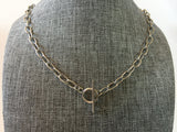Stainless Steel Choker Necklace, Toggle Clasp Chunky Choker, 5.3mm Thick Cable Link Chain, Silver Steel O Ring Lariat Y Minimalist Necklace