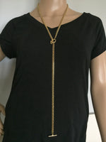 Gold Choker Necklace, Curb Link Chain, 6.4mm Thick Chain, Chunky Gold Statement Choker, Large Toggle Clasp, Lariat Y Boho Women's Jewelry