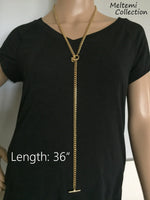 Gold Choker Necklace, Curb Link Chain, 6.4mm Thick Chain, Chunky Gold Statement Choker, Large Toggle Clasp, Lariat Y Boho Women's Jewelry