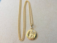 Coin Necklace, Saint Jude Thaddeus Gold Medallion Pendant, Rope Chain, Patron Saint of Desperate and Lost Causes, Religious Jewelry