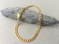 Gold Curb Chain Anklet, 3.8 mm Thick Flat Curb Link Ankle Bracelet, Adjustable Chain, Minimalist Jewelry, Gold Jewelry for Women and Men
