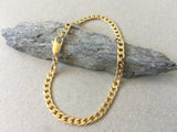 Gold Curb Chain Anklet, 3.8 mm Thick Flat Curb Link Ankle Bracelet, Adjustable Chain, Minimalist Jewelry, Gold Jewelry for Women and Men