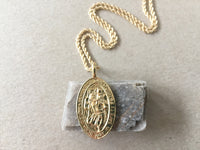 St. Christopher Gold Coin Necklace, Rope Chain, Saint Medallion Pendant, Patron Saint of Travelers, Religious Jewelry for Men, Women