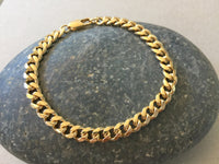 Classic Gold Bracelet, Thick Curb Link Chain Bracelet, 6.4mm Chunky Gold Cuff Bracelet, All Lengths Available, Jewelry for Men and Women