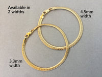 Herringbone Chain Bracelet, Wide Gold Chain Bracelet, Shiny Simple Laser Engraved Herringbone Bracelet Available in 2 widths