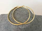 Gold Hoop Earrings, Large Hinge Clip Polished Hoops, Simple Plain Shiny Minimalist Pierced Hoop Earring, Hypoallergenic Surgical Steel Posts