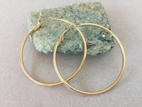 Gold Hoop Earrings, Large Hinge Clip Polished Hoops, Simple Plain Shiny Minimalist Pierced Hoop Earring, Hypoallergenic Surgical Steel Posts