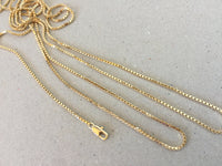 Box Chain Necklace, Plain Gold Chain, 1.4mm Mirror Finish Shiny Box Chain Necklace, Simple Minimalist Jewelry for Men and Women