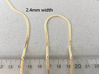 Gold Herringbone Bracelet, 2.4mm Herringbone Chain, Shiny Simple Bracelet, Thin Plain Chain, 7 inch, 8 inch, 9 inch Women's Bracelet
