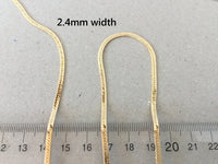 Gold Chain Necklace, 2.4mm Herringbone Chain, Shiny Simple Necklace, Thin Plain Chain, 16" 18" 20" 24" 27" 30" 36", Women's Chain