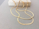Gold Chain Necklace, 2.4mm Herringbone Chain, Shiny Simple Necklace, Thin Plain Chain, 16" 18" 20" 24" 27" 30" 36", Women's Chain