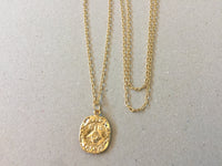 Coin Necklace, Spanish Coin Medallion Pendant, Double-Sided Gold Curb Chain with Our Lady of San Juan Coin Medal, Religious Jewelry