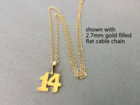 Number Pendant Necklace, Varsity Sports Team Jersey Uniform Number, Lucky Number Charm, Anniversary Necklace, Date of Birth Charm, 0 to 99