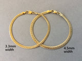 Herringbone Chain Bracelet, Wide Gold Chain Bracelet, Shiny Simple Laser Engraved Herringbone Bracelet Available in 2 widths