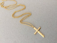 Gold Cross Necklace, 14k Gold Filled Rolo Chain Necklace, Engraved Cross Pendant, Religious Jewelry for Women Men, Unisex Christian Necklace