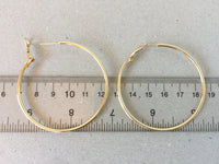 Gold Hoop Earrings, Large Hinge Clip Polished Hoops, Simple Plain Shiny Minimalist Pierced Hoop Earring, Hypoallergenic Surgical Steel Posts