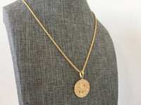 Coin Necklace, Saint Christopher Gold Medallion Pendant, Thick Gold Rope Chain, Patron Saint of Travelers, Religious Jewelry for Men, Women