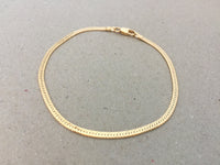 Gold Herringbone Bracelet, 2.4mm Herringbone Chain, Shiny Simple Bracelet, Thin Plain Chain, 7 inch, 8 inch, 9 inch Women's Bracelet