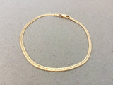 Gold Herringbone Bracelet, 2.4mm Herringbone Chain, Shiny Simple Bracelet, Thin Plain Chain, 7 inch, 8 inch, 9 inch Women's Bracelet