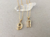 Number Pendant Necklace, Cubic Zirconia Varsity Sports Team Jersey Number, Lucky Number Charm, CZ Anniversary Birthdate Necklace, 0 to 50