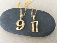 Number Pendant Necklace, Cubic Zirconia Varsity Sports Team Jersey Number, Lucky Number Charm, CZ Anniversary Birthdate Necklace, 0 to 50