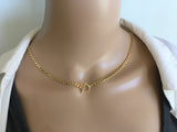 Gold Toggle Clasp Choker Necklace, 3.8 mm Thick Curb Link Chain, Chunky 14k Gold Filled O Ring Toggle Clasp, Lariat Y Boho Women's Jewelry
