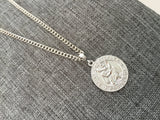 Saint Christopher Medallion Pendant, Coin Medallion, Silver Rhodium Curb Chain, Patron Saint of Travelers, Religious Jewelry for Men, Women