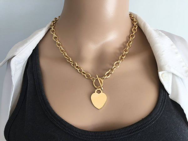 Gold Toggle Clasp Necklace for Women Link Chain Choker Statement Choker  Thick Chain Choker Toggle Necklace Chunky Necklace 