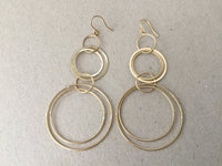 Interlocking Circle Earrings, Silver Rhodium Hoops, Long Dangling Circle Earrings, Gold Modern Circle Drop Earrings, Hypoallergenic Earwires