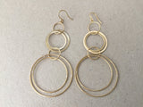 Interlocking Circle Earrings, Silver Rhodium Hoops, Long Dangling Circle Earrings, Gold Modern Circle Drop Earrings, Hypoallergenic Earwires
