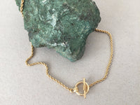 Rope Choker Necklace, Sleek Designer 2mm Gold Rope Chain, O Ring Toggle Clasp Choker Necklace, Lariat Y Necklace, Women's Boho Jewelry